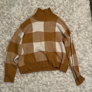 Yellow and white plaid sweater